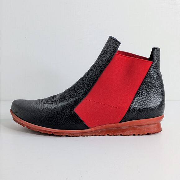 Arche Shoes - Arche Barssy Chelsea Bootie 38 Black Red Leather Made in France Comfort 7.5-8